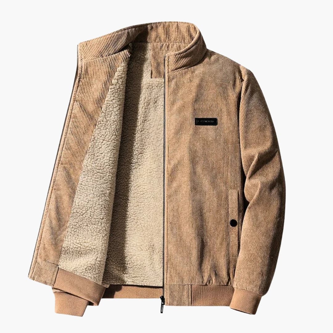 Men's Aviator Blouson | Ribbed Details | Textured | Autumn - Beige