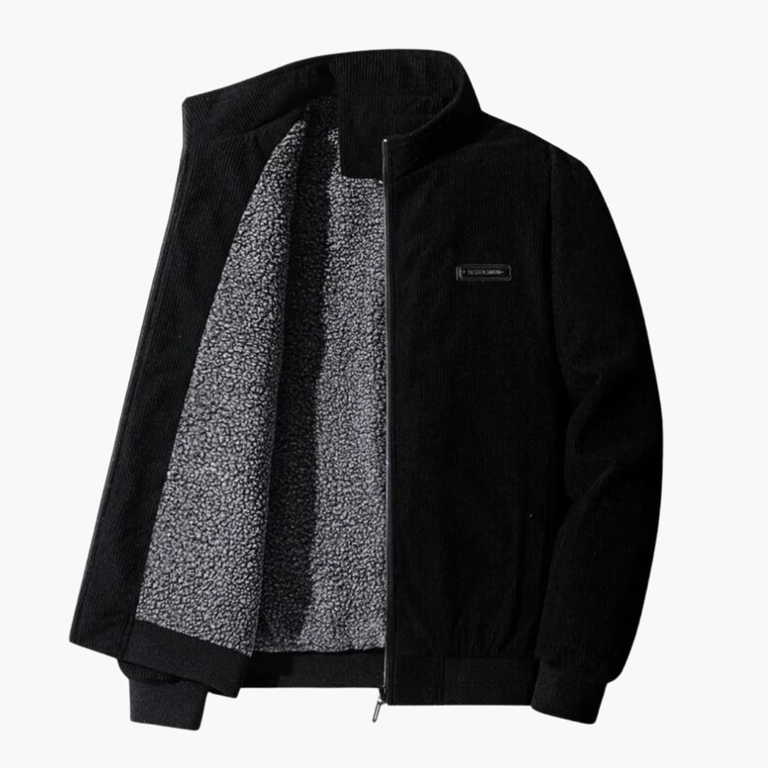 Men's Aviator Blouson | Ribbed Details | Textured | Autumn - Black