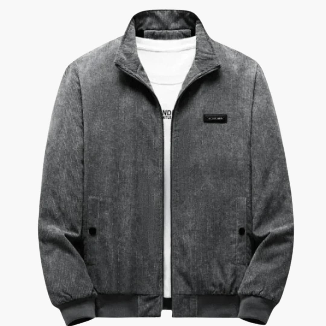 Men's Aviator Blouson | Ribbed Details | Textured | Autumn - Gray