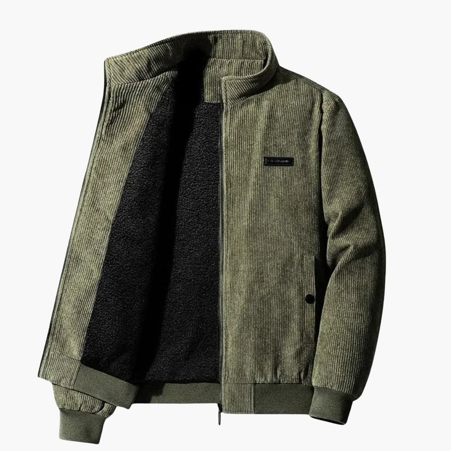 Men's Aviator Blouson | Ribbed Details | Textured | Fall - Olive