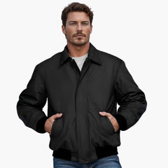 Men's Aviator Jacket | Elastic Cuffs | Casual | Autumn - Black