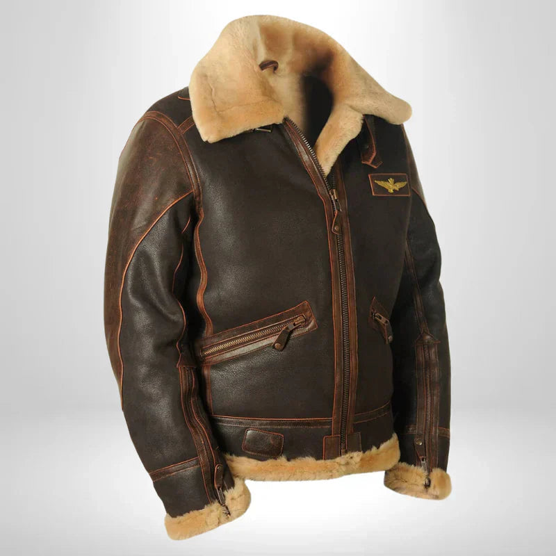 Men's Aviator Jacket | Leather | Shearling Collar | Winter