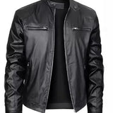 Men's Biker Jacket | Imitation Leather | Edgy | Autumn - Black