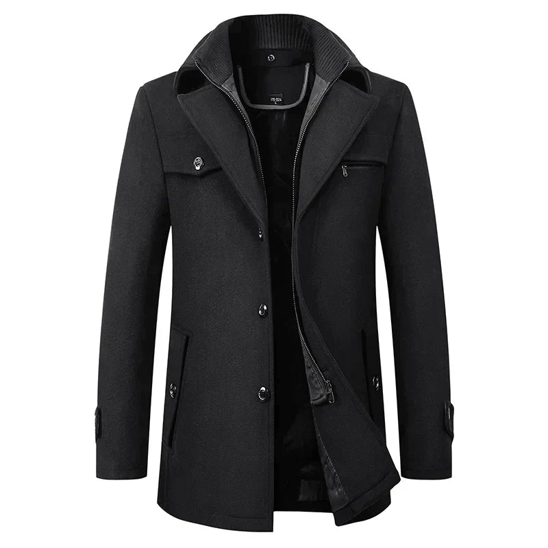 Men's Blazer | Button Front | Zip Interior | Winter - Black