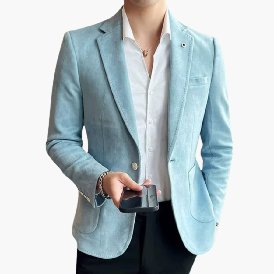 Men's Blazer | Revers Collar Single Button | Winter - Sky Blue
