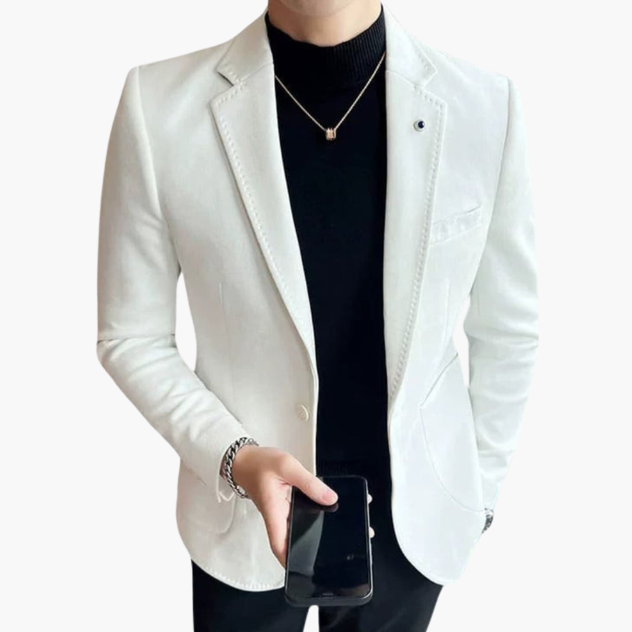 Men's Blazer | Revers Collar Single Button | Winter - White