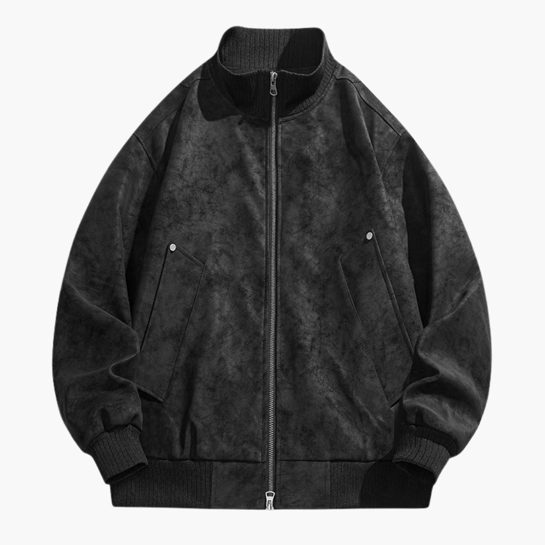 Men's Blouson | Stand Collar | Snap Pockets | Autumn - Black
