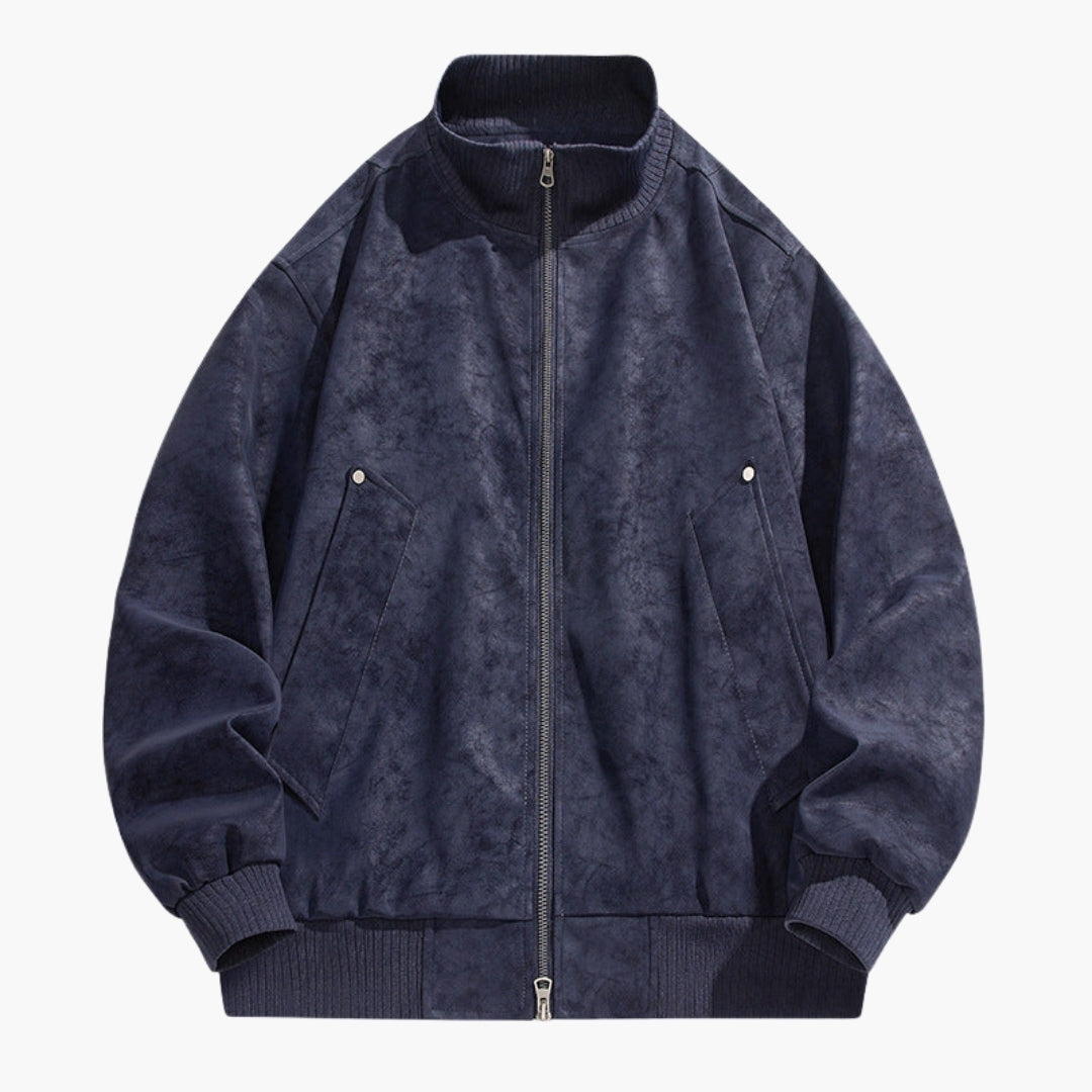 Men's Blouson | Stand Collar | Snap Pockets | Autumn - Blue
