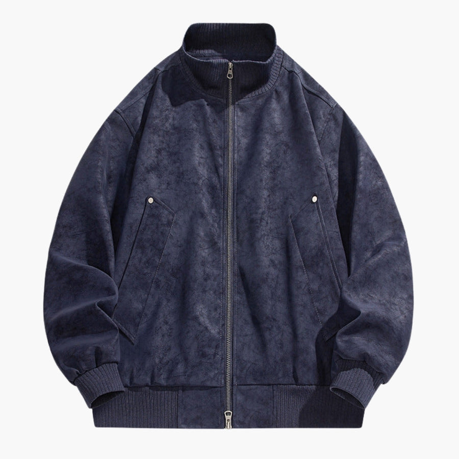 Men's Blouson | Stand Collar | Snap Pockets | Fall - Blue