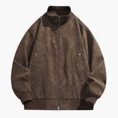 Men's Blouson | Stand Collar | Snap Pockets | Autumn - Brown