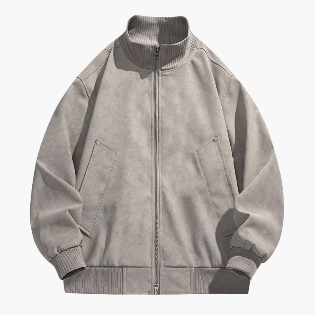 Men's Blouson | Stand Collar | Snap Pockets | Autumn - Gray