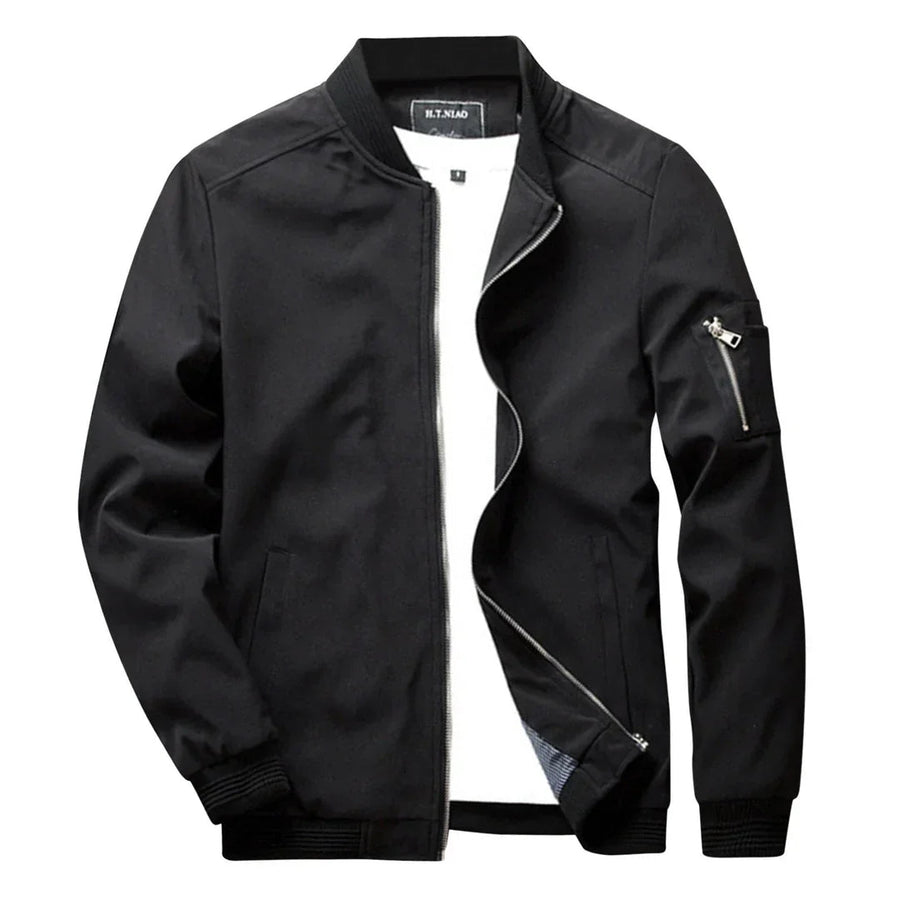 Men's Bomber Jacket - Classic Military Style | Fall - Black