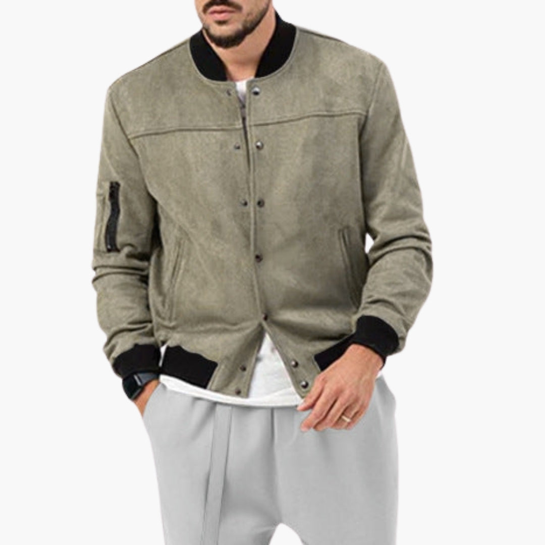 Men's Bomber Jacket | Elastic Cuffs | Lightweight | Autumn - Apricot
