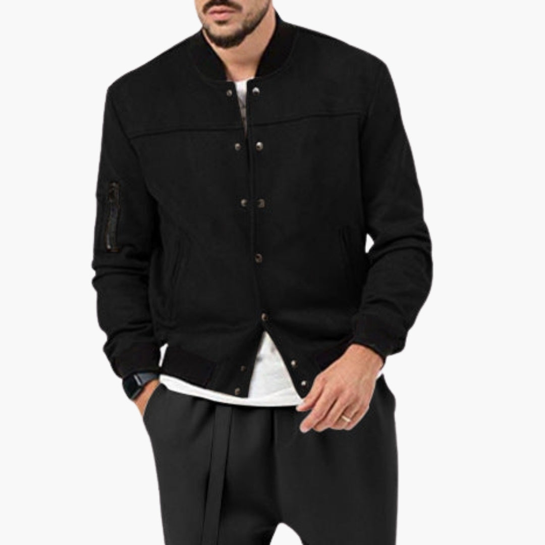 Men's Bomber Jacket | Elastic Cuffs | Lightweight | Autumn - Black