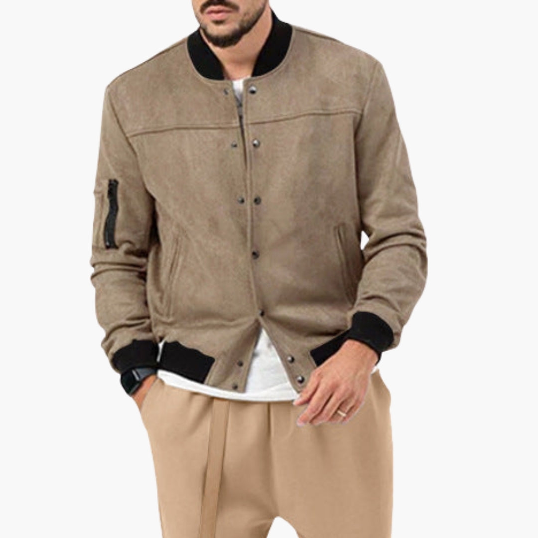 Men's Bomber Jacket | Elastic Cuffs | Lightweight | Autumn - Brown