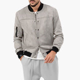 Men's Bomber Jacket | Elastic Cuffs | Lightweight | Autumn - Light Gray