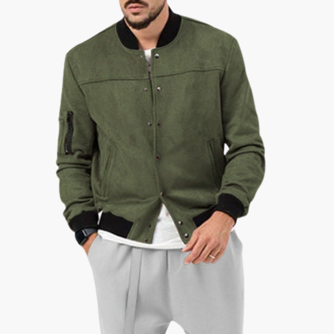 Men's Bomber Jacket | Elastic Cuffs | Lightweight | Autumn - Olive