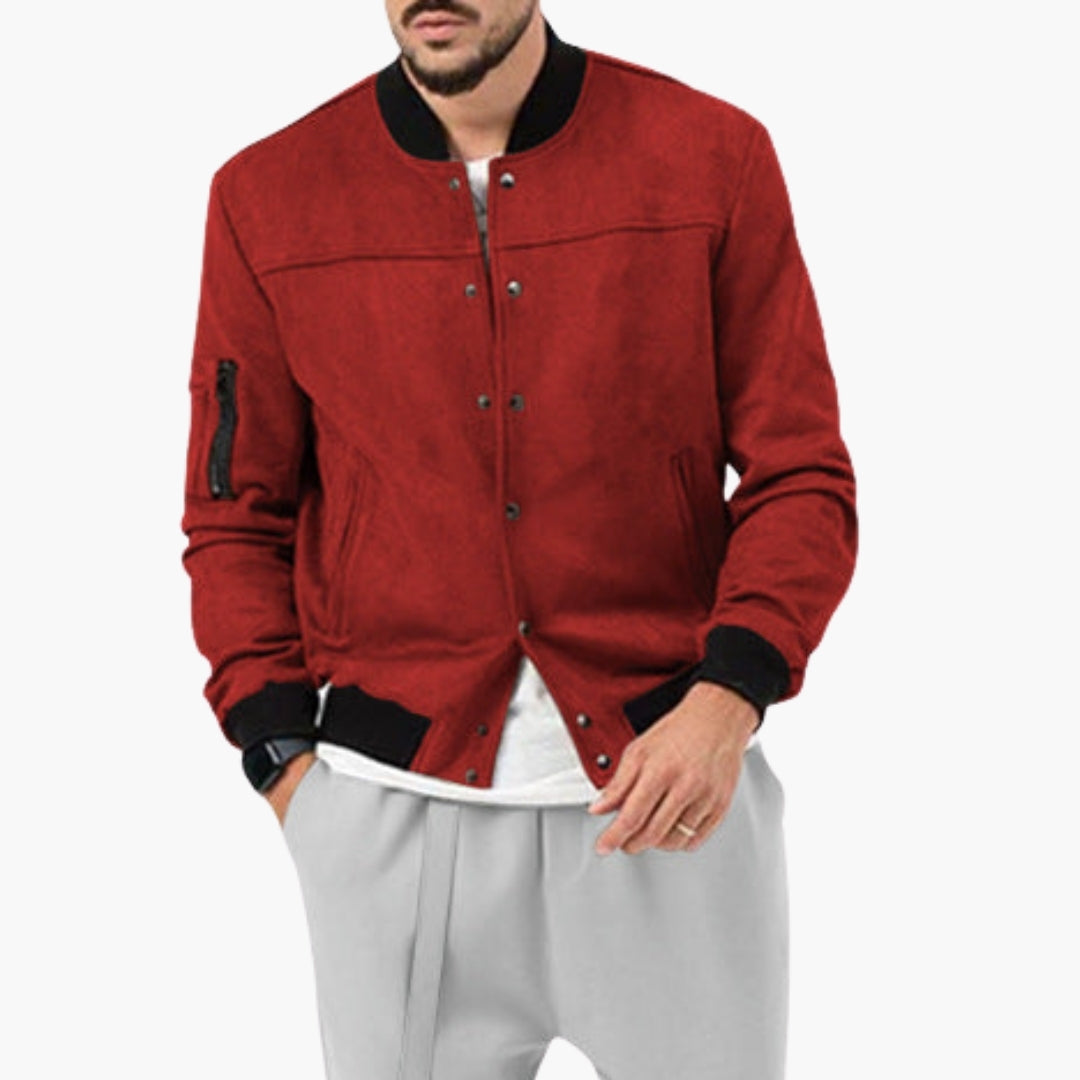 Men's Bomber Jacket | Elastic Cuffs | Lightweight | Autumn - Rust