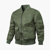 Men's Bomber Jacket | Flap Pockets | Elastic Cuffs | Autumn - Dark Green