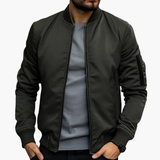 Men's Bomber Jacket | Ribbed Collar | Fitted | Autumn - Green