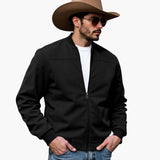 Men's Bomber Jacket | Ribbed Cuffs | Casual | Autumn - Black
