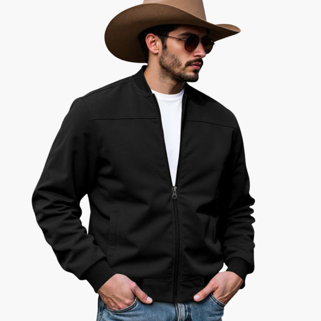 Men's Bomber Jacket | Ribbed Cuffs | Casual | Autumn - Black