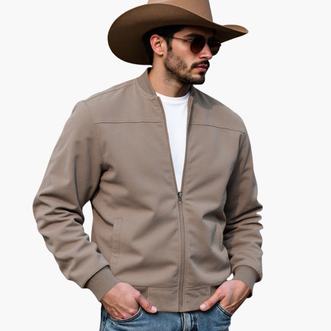 Men's Bomber Jacket | Ribbed Cuffs | Casual | Autumn - Camel