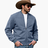 Men's Bomber Jacket | Ribbed Cuffs | Casual | Autumn - Light Blue