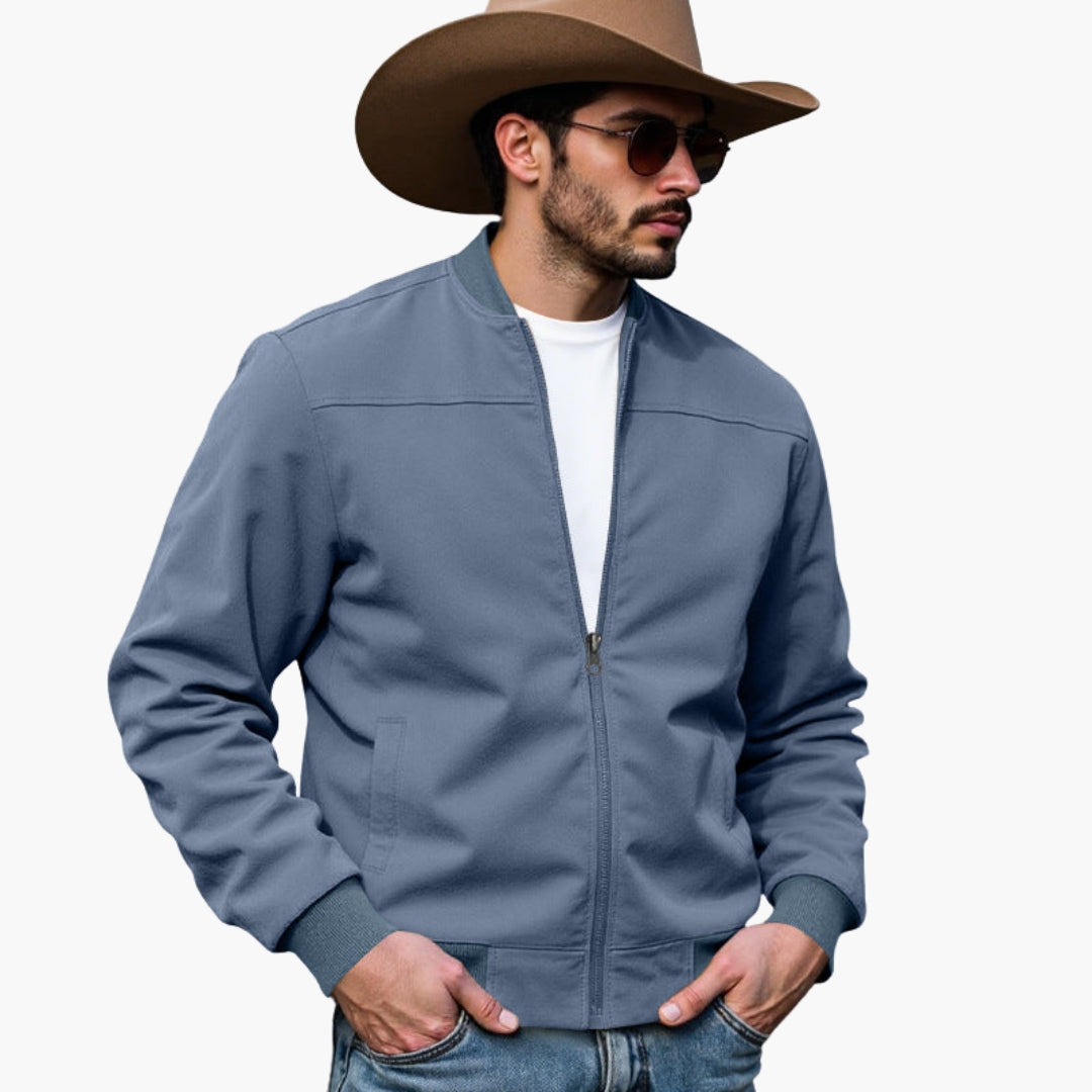 Men's Bomber Jacket | Ribbed Cuffs | Casual | Autumn - Light Blue