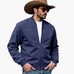 Men's Bomber Jacket | Ribbed Cuffs | Casual | Autumn - Navy