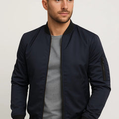 Men's Bomber Jacket | Zipper Sleeves | Timeless | Autumn - Dark Blue