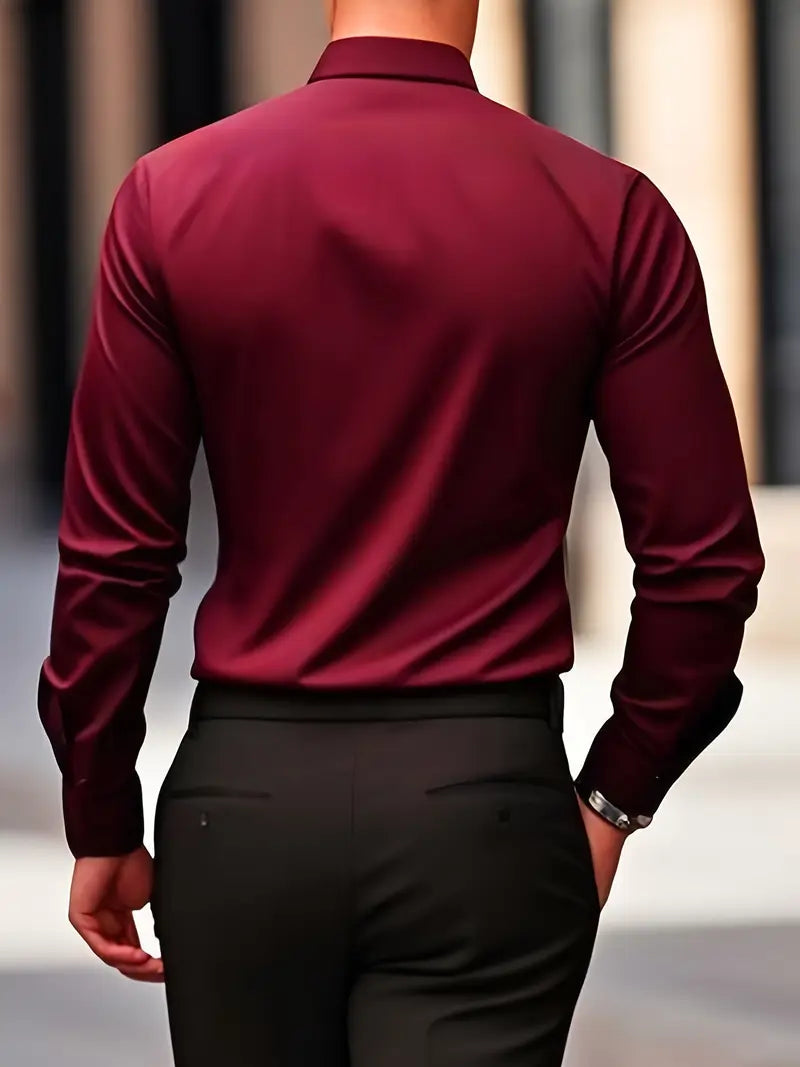 Men's Breathable Long Sleeve Dress Shirt - Modern Fit | Spring