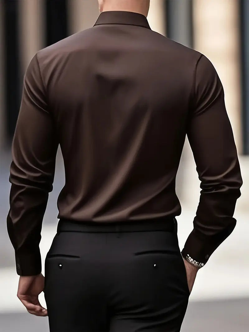 Men's Breathable Long Sleeve Dress Shirt - Modern Fit | Spring