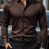 Men's Breathable Long Sleeve Dress Shirt - Modern Fit | Spring - Coffee