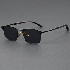Men's Browline Sunglasses Half-Frame Polarized UV400 - Classic - Black