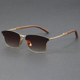 Men's Browline Sunglasses Half-Frame Polarized UV400 - Classic - Brown