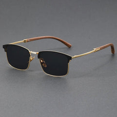 Men's Browline Sunglasses Half-Frame Polarized UV400 - Classic - Gold