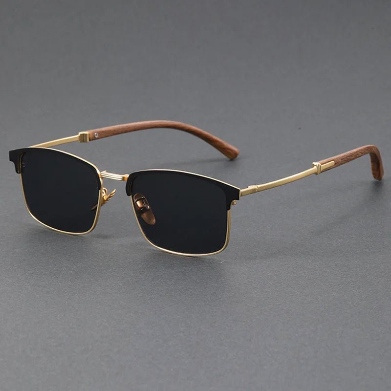 Men's Browline Sunglasses Half-Frame Polarized UV400 - Classic - Gold