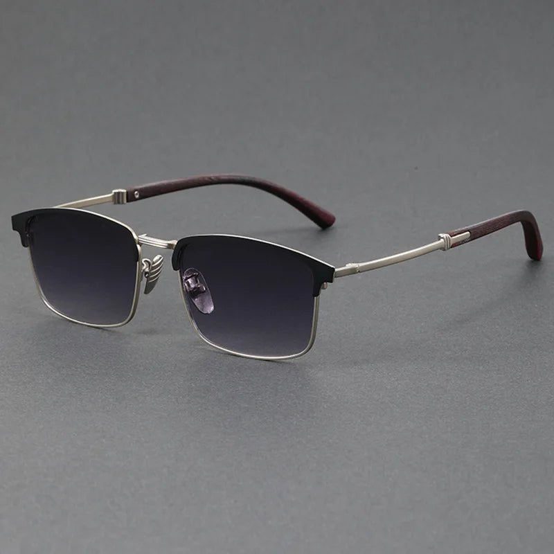 Men's Browline Sunglasses Half-Frame Polarized UV400 - Classic - Silver