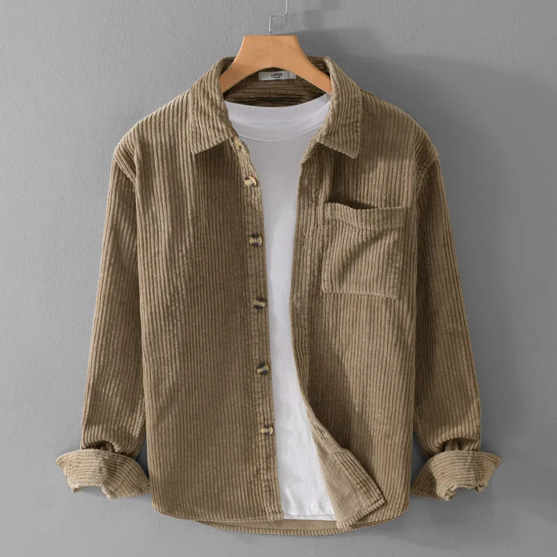 Men's Button-Down Shirt | Textured | Autumn - Khaki