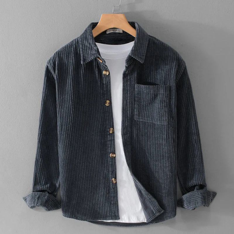 Men's Button-Down Shirt | Textured | Autumn - Navy