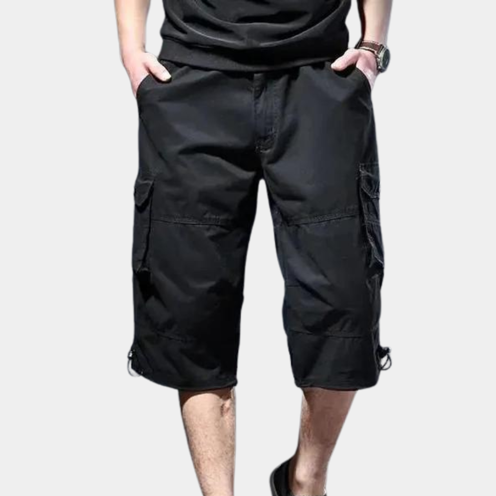 Men's Cargo 3/4 Shorts | Utility Pockets | Outdoor | Summer - Black