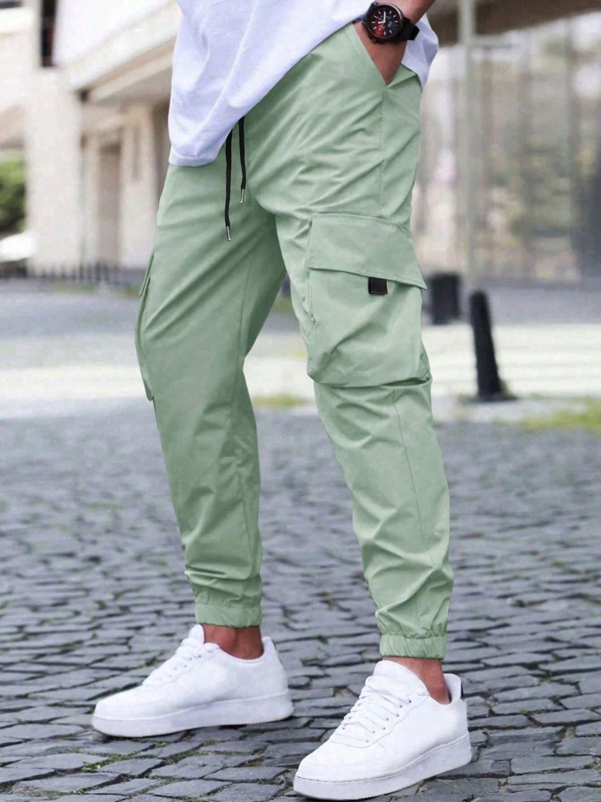 Men's Cargo Pants | Tapered | Utility Pockets | Summer - Light Green