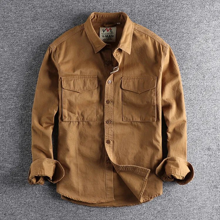 Men's Cargo Shirt | Button Front | Autumn - Khaki