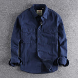 Men's Cargo Shirt | Button Front | Autumn - Marine Blue