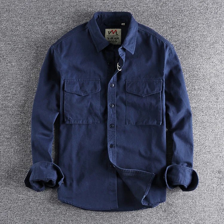 Men's Cargo Shirt | Button Front | Autumn - Marine Blue