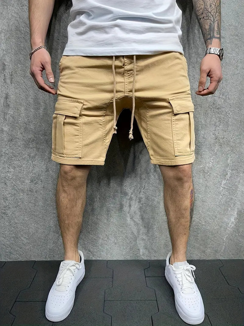 Men's Cargo Shorts | Easy Fit | Drawstring | Summer - Khaki