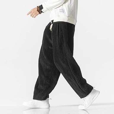 Men's Cargo Trousers | Wide Leg | Drawstring Waist | Fall - Black