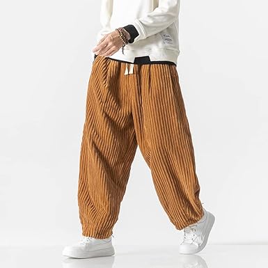 Men's Cargo Trousers | Wide Leg | Drawstring Waist | Fall - Khaki