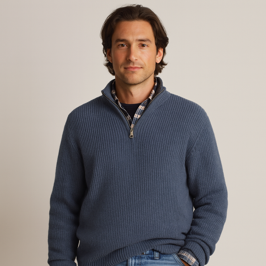 Men's Cashmere Pullover | Half-Zip | Winter